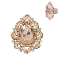 TEARDROP GEM WITH RHINESTONE STRETCH RING